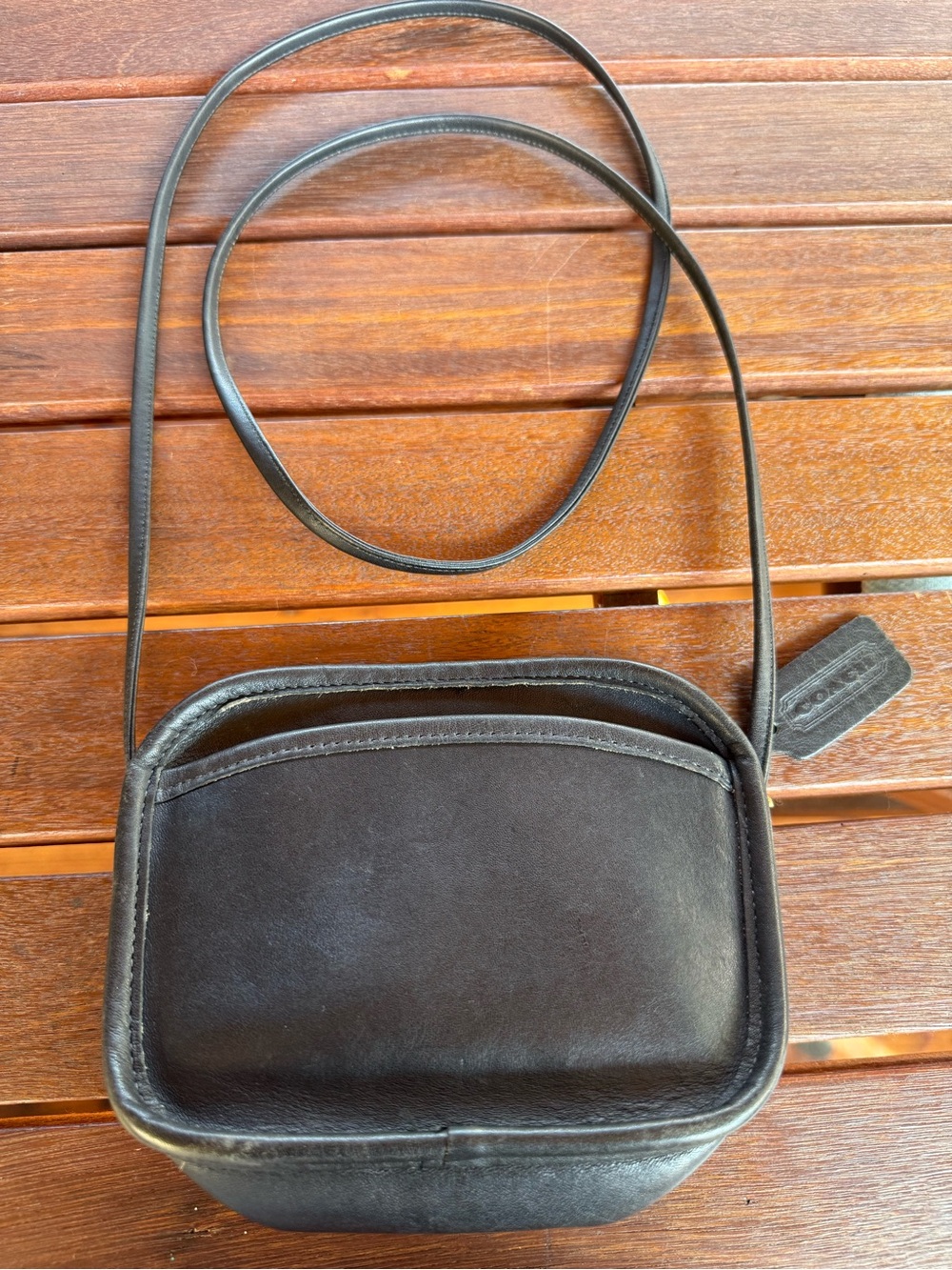 Vintage Coach Black Leather Crossbody Bag
